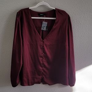 Wine colored silk blouse